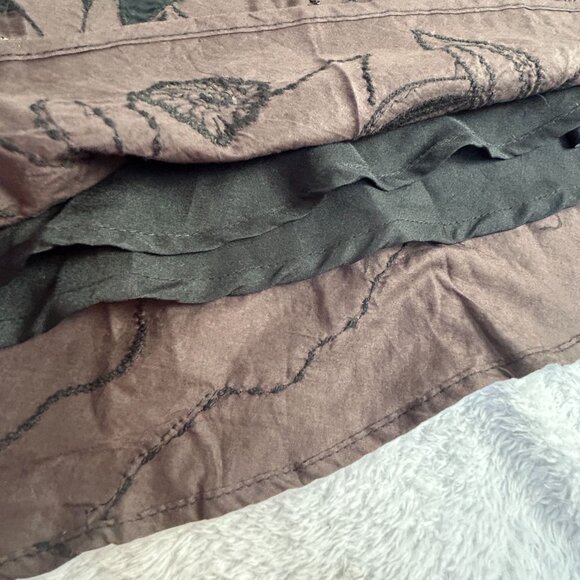 Chico's Womens Halawa Lilia Midi Skirt Size 2 Black/Fudge Floral Embroidered New - Picture 7 of 8